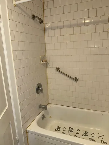 a bathroom with a bathtub