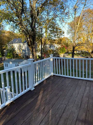 a view of wooden deck