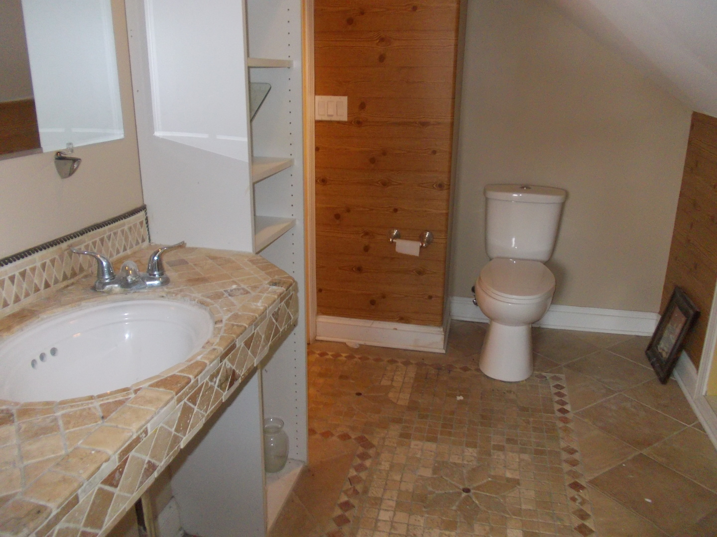 4145 Eberly Avenue Brookfield, IL 60513 - Photo 10 of 13 a bathroom with a granite countertop sink and a mirror