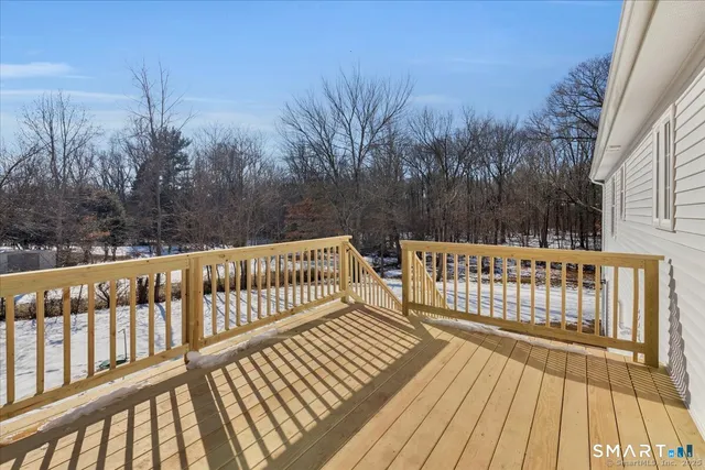 a view of a wooden deck