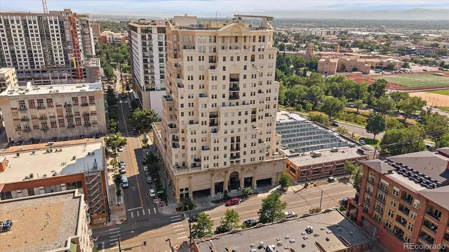 a view of a city with tall buildings