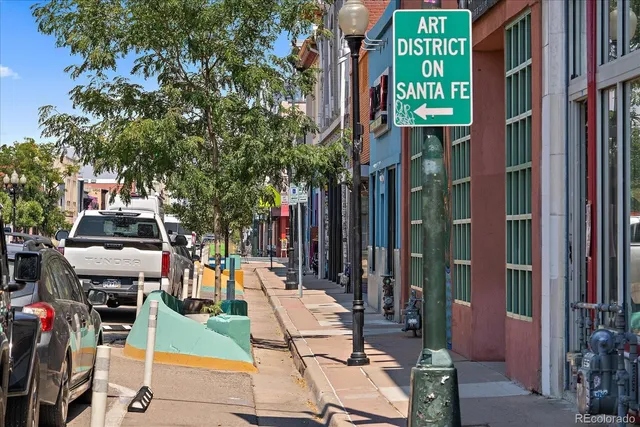 an outdoor space with seating