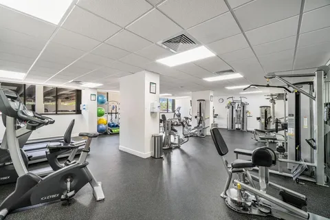 a view of a room with gym equipment