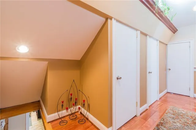 a view of a hallway with workspace