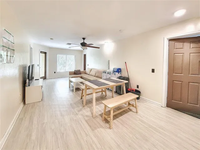 a workspace with furniture and window