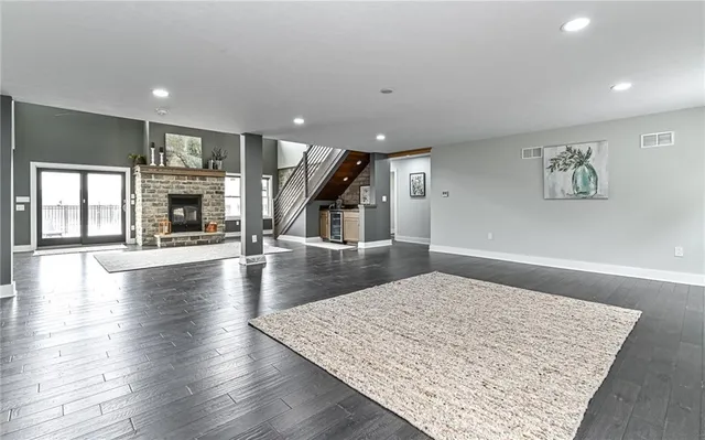 a front view of a house with seating space