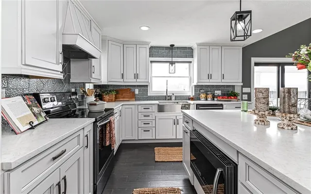 a view of kitchen and living room