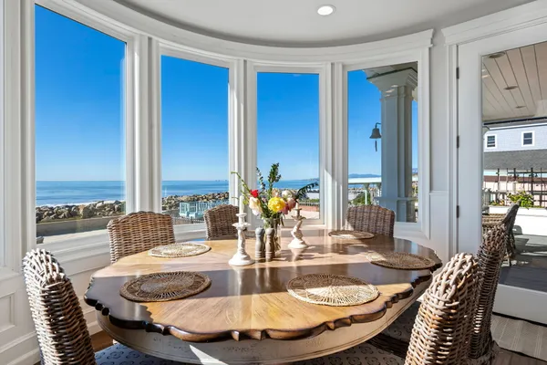 a dining room with furniture
