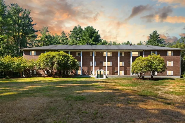 a view of a house with a big yard and potted plants