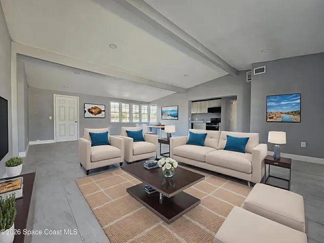 a living room with furniture