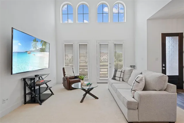 a living room with furniture