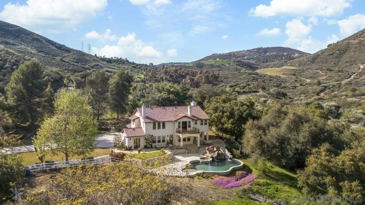 20919 Questhaven Road San Marcos, CA 92078 - Photo 51 of 54 a aerial view of a house with yard swimming pool and mountain view