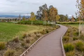 a view of a lake with a yard