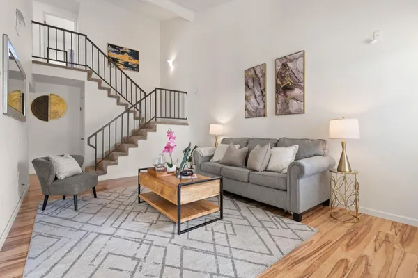 a living room with furniture