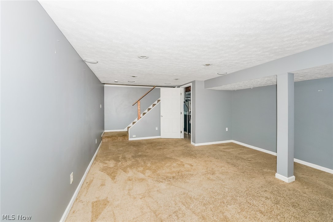 215 Randel Avenue Akron, OH 44313 - Photo 18 of 20 Basement with carpet and a textured ceiling