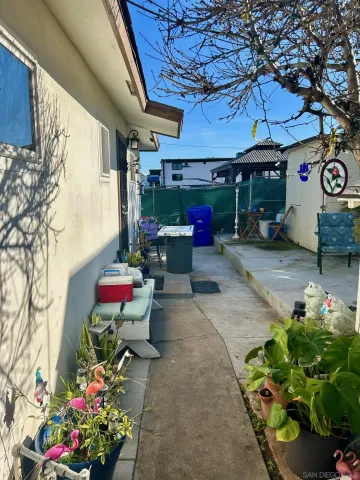 a view of a chairs and tables in patio
