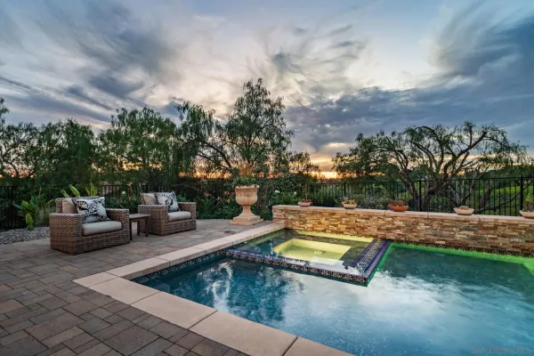 a view of a bench in a garden