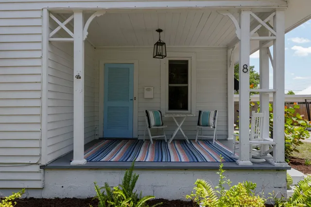 a view of balcony with patio