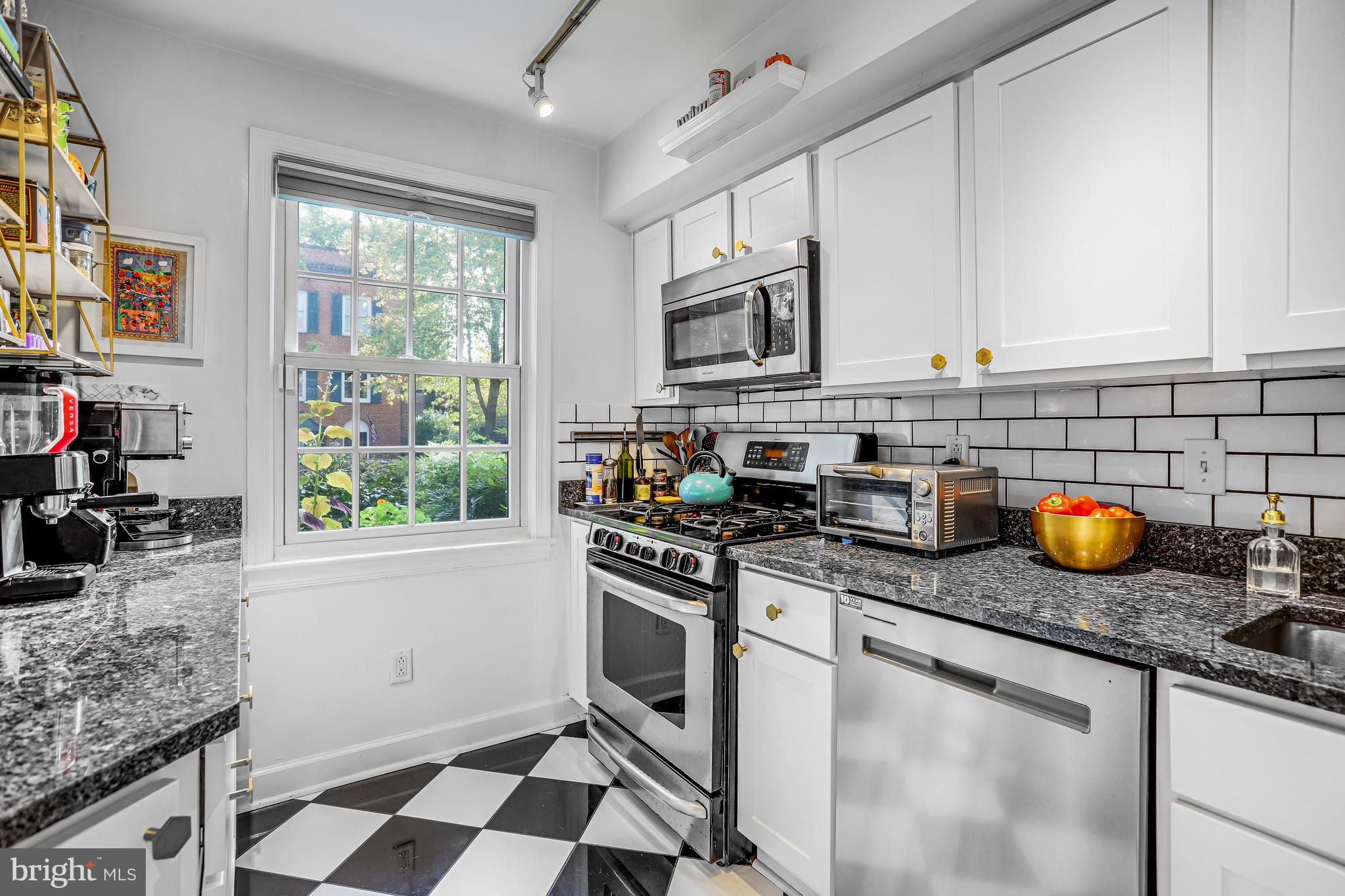 213 9th Street Southeast Washington, DC 20003 - Photo 17 of 74 a kitchen with stainless steel appliances granite countertop a sink stove and cabinets