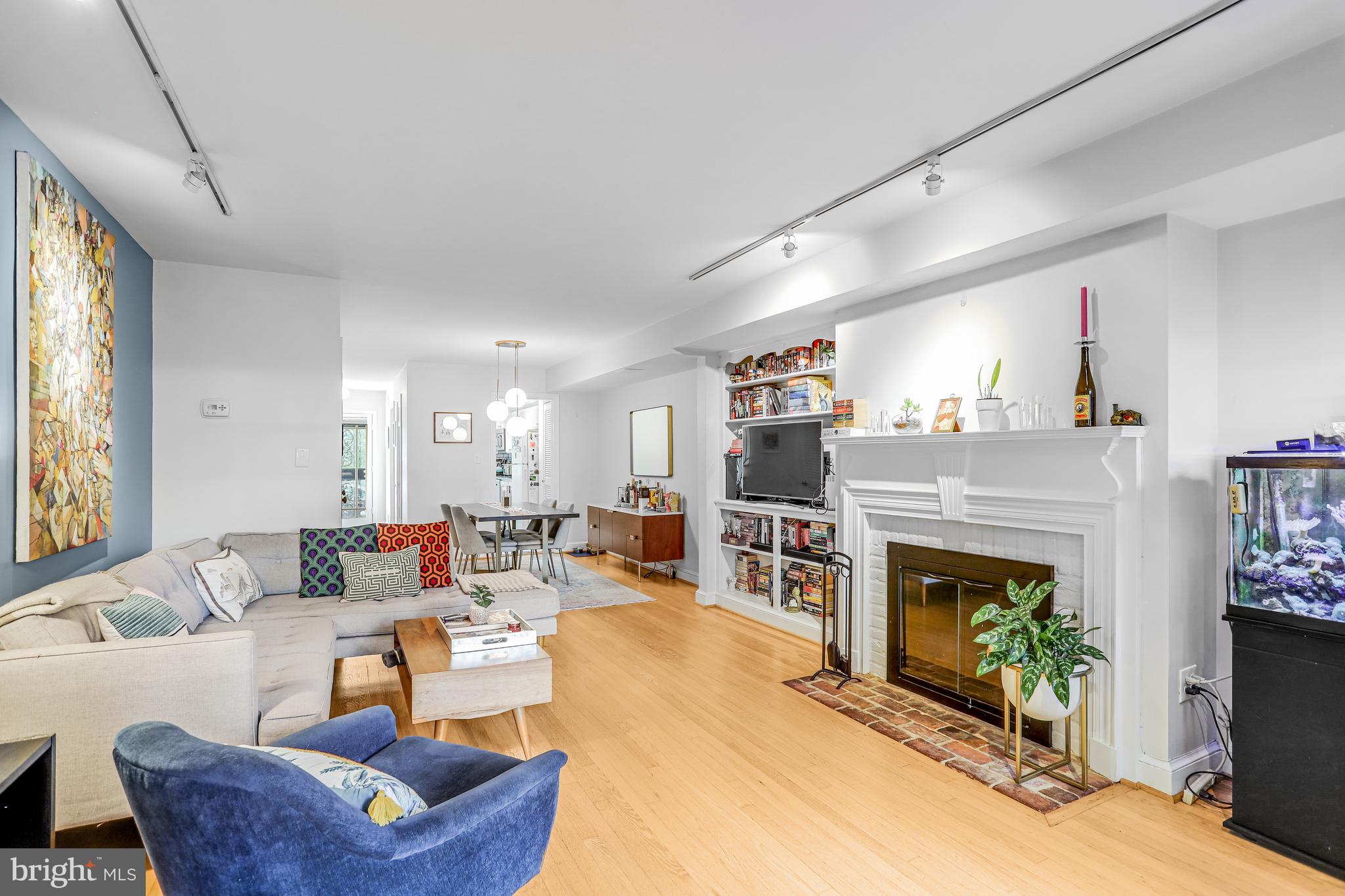 213 9th Street Southeast Washington, DC 20003 - Photo 27 of 74 a living room with furniture a flat screen tv and a fireplace