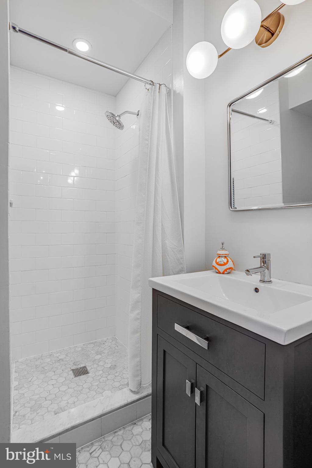 213 9th Street Southeast Washington, DC 20003 - Photo 52 of 74 a bathroom with a sink and a mirror