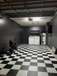 a black and white checkered floor