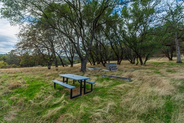 a view of outdoor space with trees all around