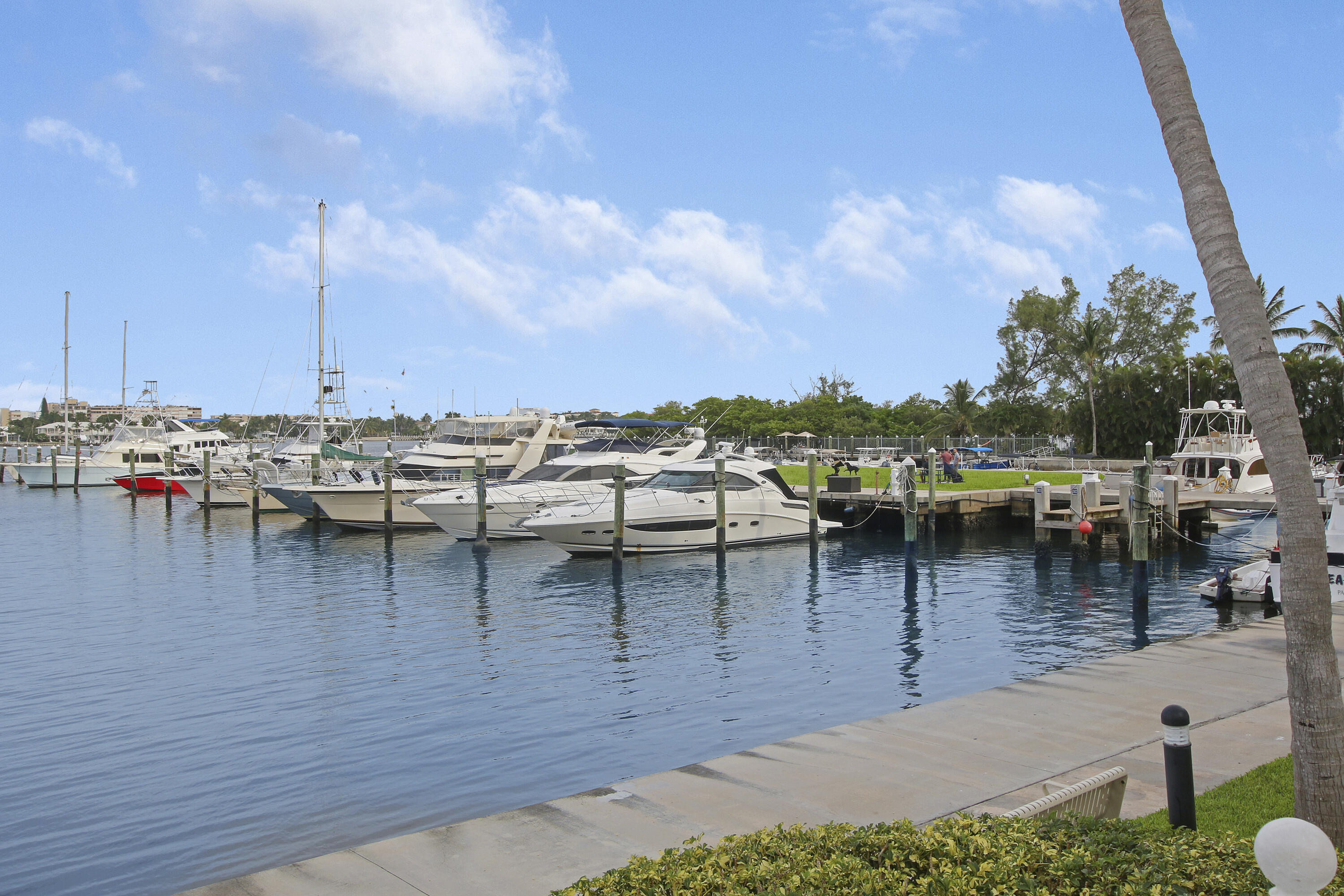 806 East Windward Way, Unit 410 Lantana, FL 33462 - Photo 27 of 33 a view of a lake with boats and trees in the background
