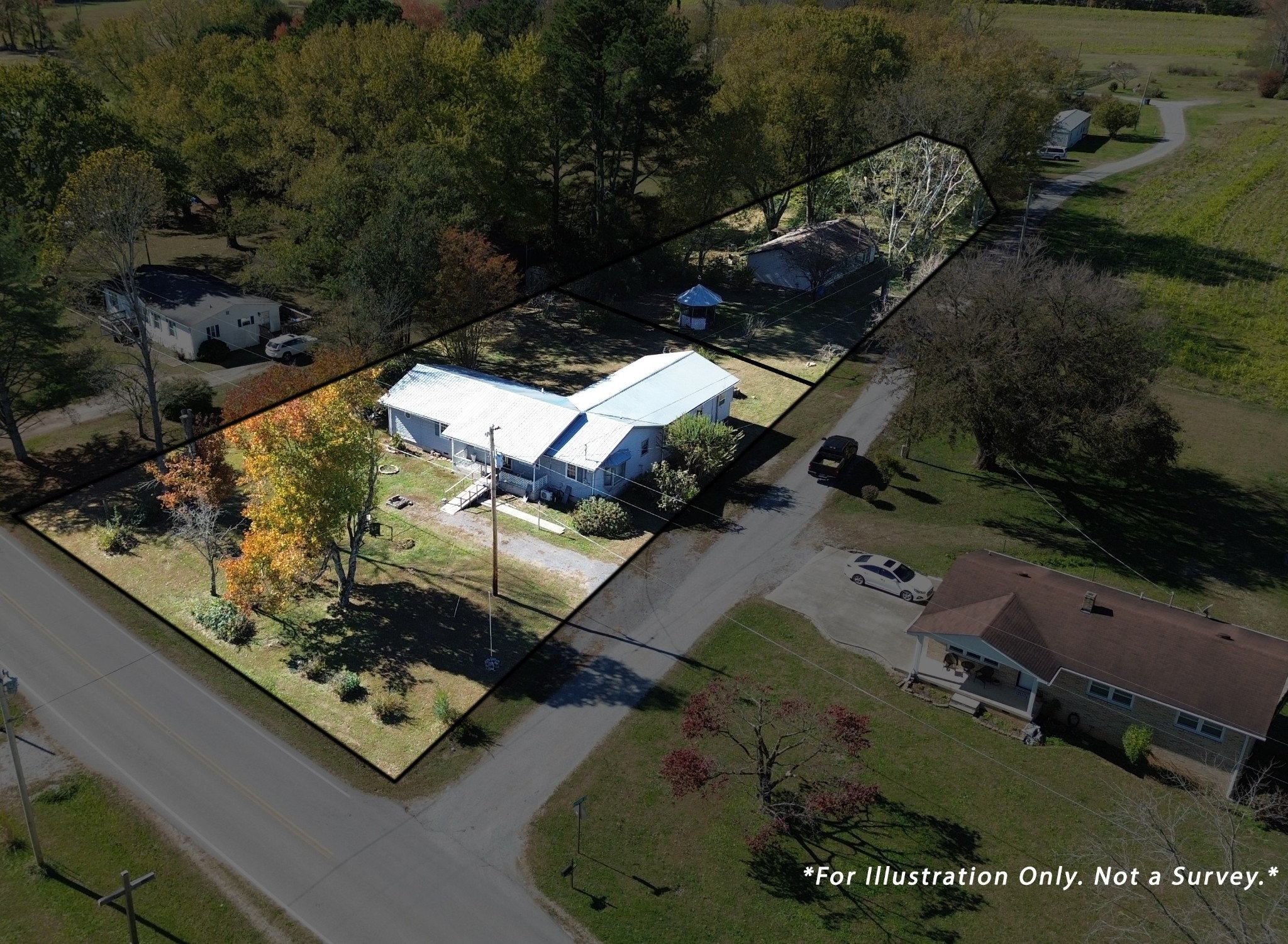 7415 Rock Creek Road Tullahoma, TN 37388 - Photo 2 of 27 an aerial view of a residential houses with outdoor space