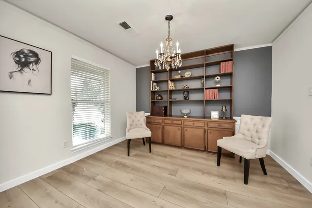 a room with a workspace