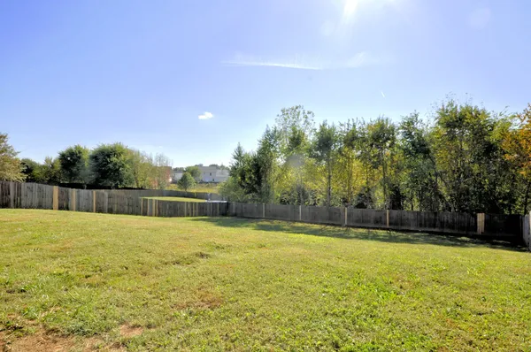 a view of swimming pool is in the backyard of house