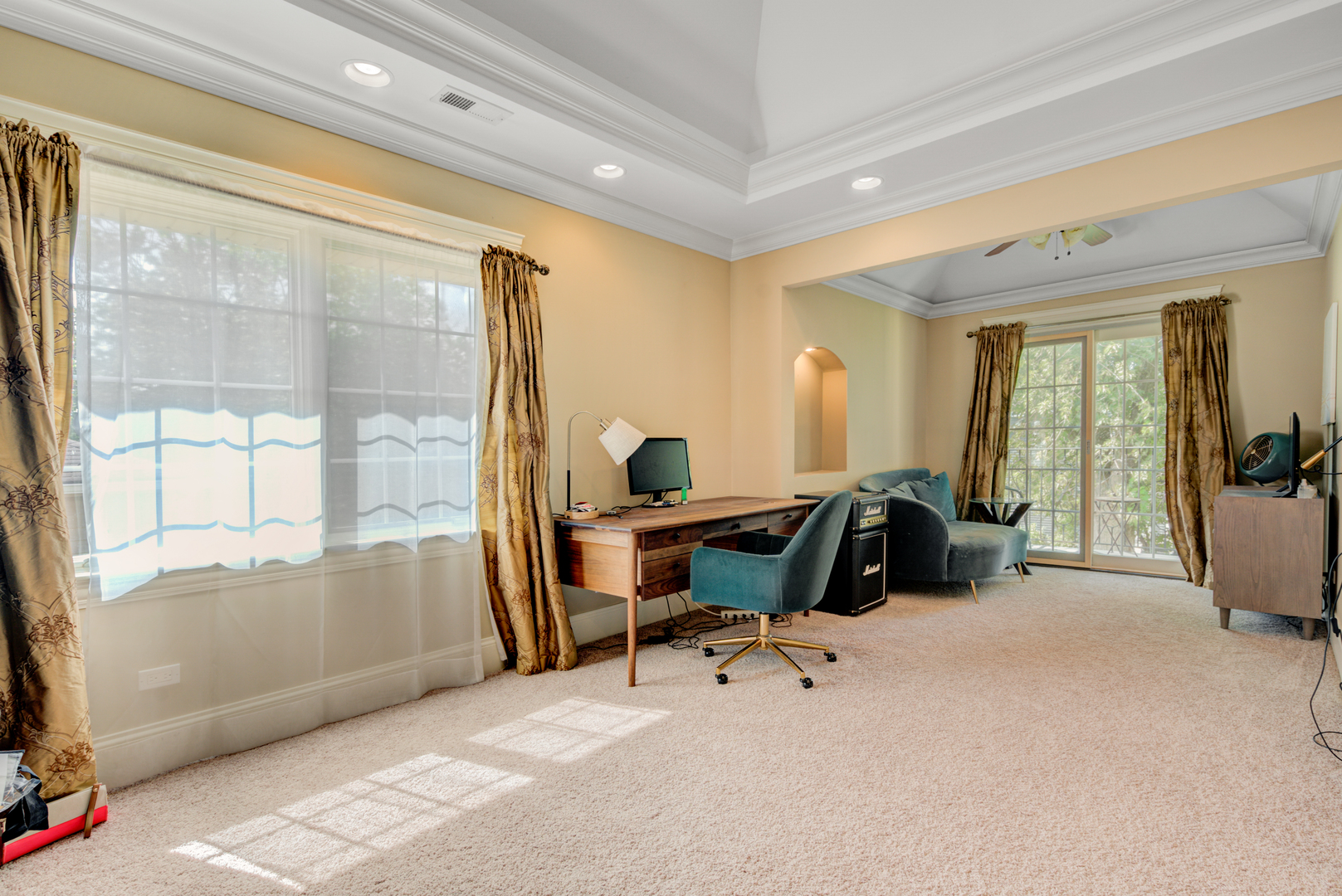 4436 Roslyn Road Downers Grove, IL 60515 - Photo 17 of 30 a living room with furniture a flat screen tv and a large window