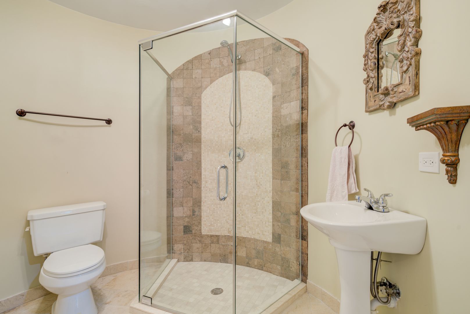 4436 Roslyn Road Downers Grove, IL 60515 - Photo 24 of 30 a bathroom with a shower a toilet and a sink