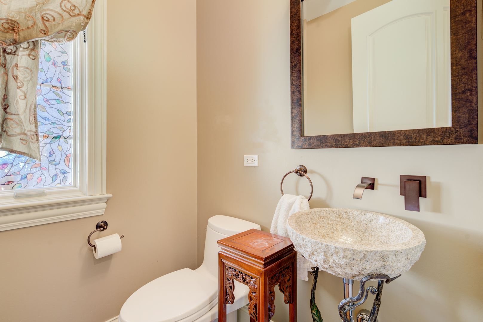 4436 Roslyn Road Downers Grove, IL 60515 - Photo 10 of 30 a bathroom with a granite countertop toilet sink and mirror