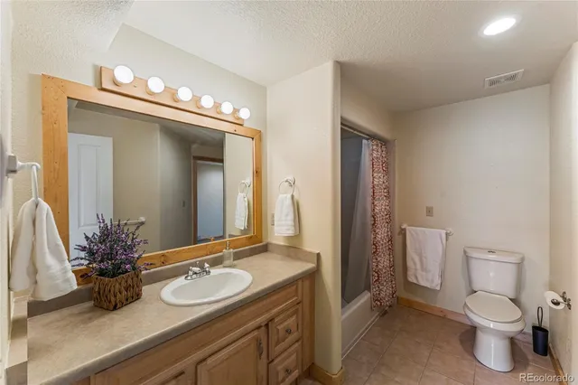 a bathroom with a sink a toilet and a large mirror