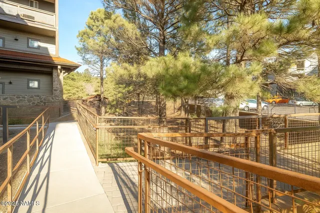 a view of a balcony with staircase