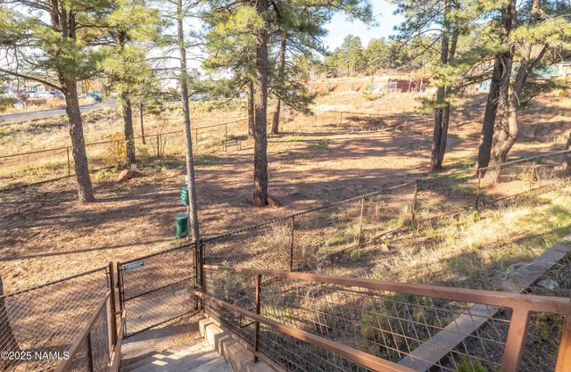 a view of a yard with street view