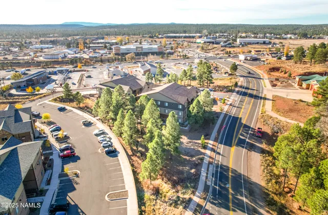 an aerial view of a house