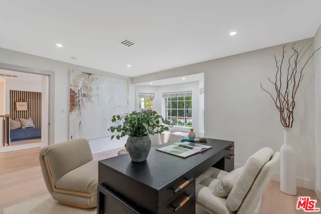 a living room with furniture potted plant and a window