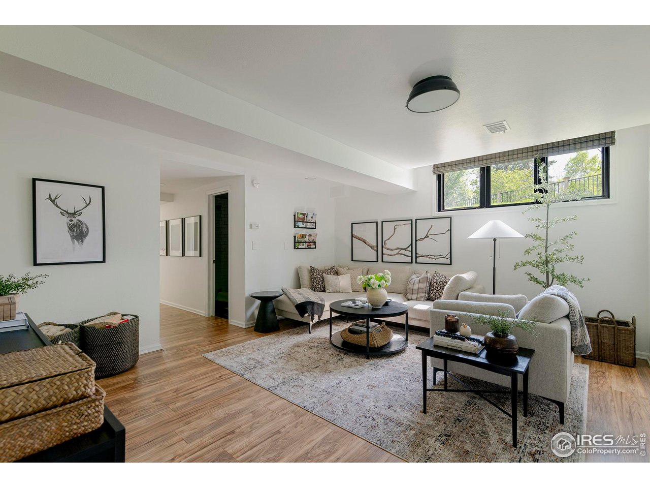 7204 Rustic Trail Boulder, CO 80301 - Photo 38 of 40 Lower level media room with a wall of closets and garden level windows