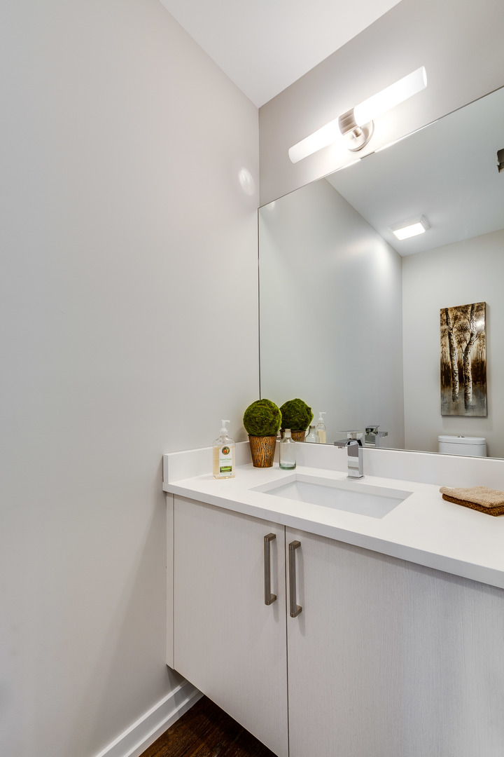 1033 South Racine Avenue, Unit 3SF Chicago, IL 60607 - Photo 15 of 19 a bathroom with a sink and a mirror