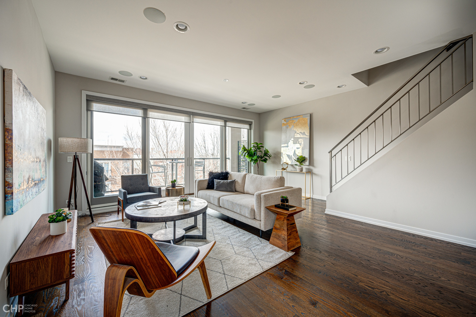 1033 South Racine Avenue, Unit 3SF Chicago, IL 60607 - Photo 3 of 19 a living room with furniture and a wooden floor