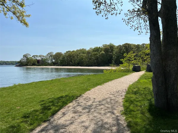 a view of a lake with a yard