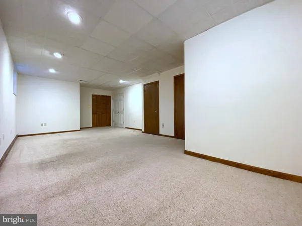 a bathroom with a shower and a toilet