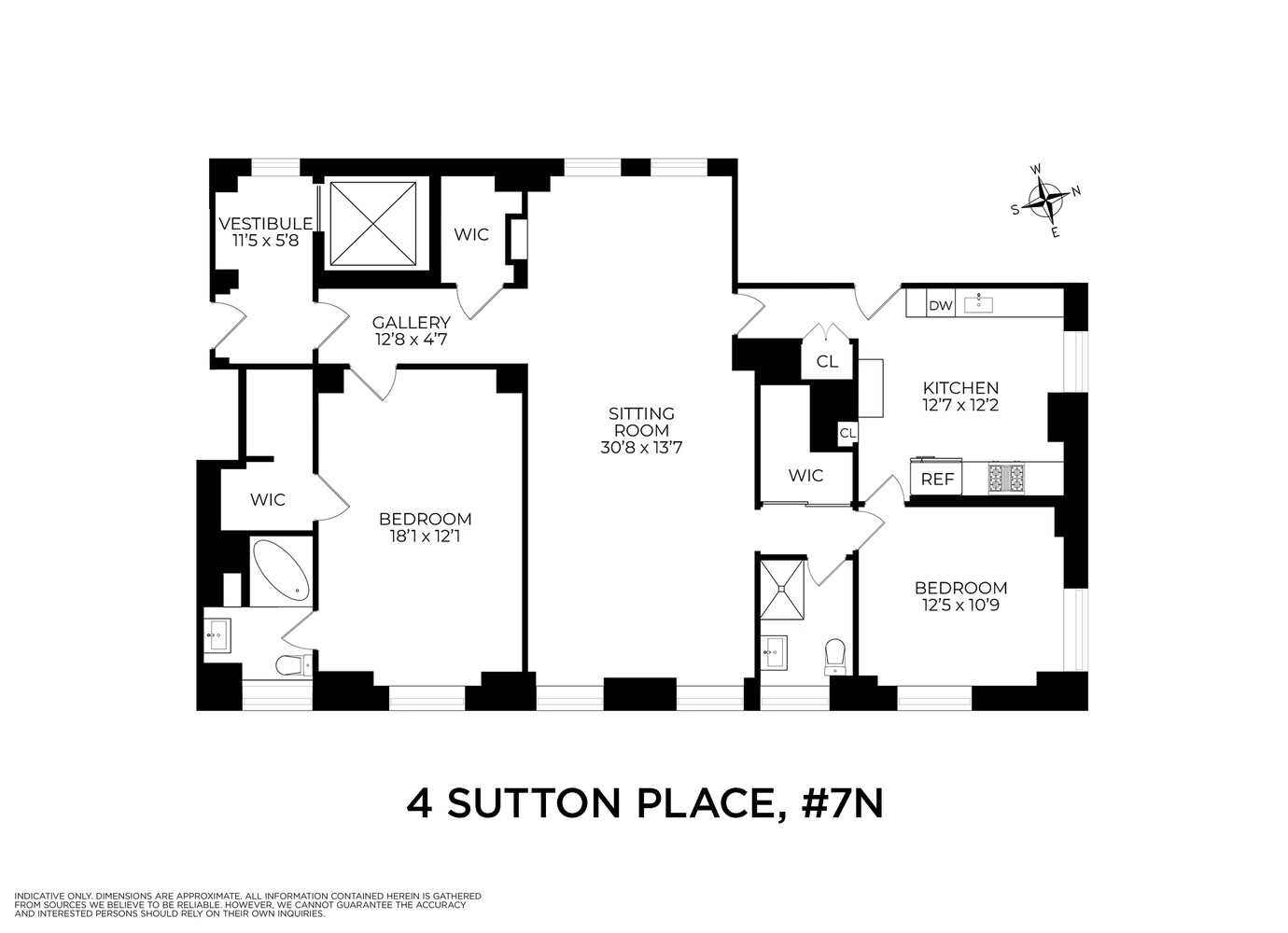 4 Sutton Place, Unit 7N Manhattan, NY 10022 - Photo 5 of 5 a picture of a floor plan