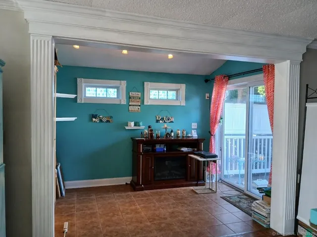 a view of a hallway with workspace