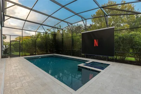 a view of swimming pool with a patio