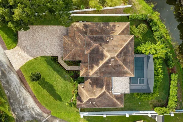 an aerial view of a house