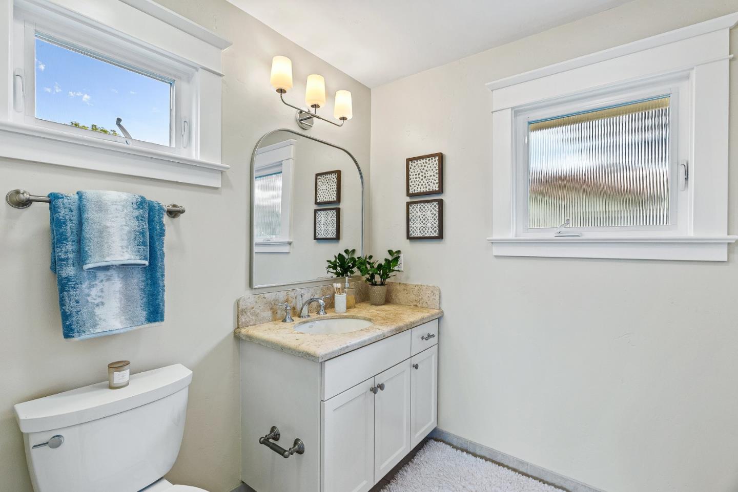 555 Risso Court Santa Cruz, CA 95062 - Photo 44 of 61 a bathroom with a toilet a sink a mirror and a window
