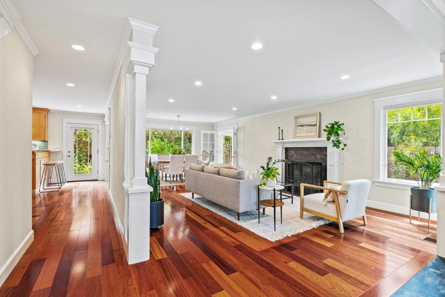 555 Risso Court Santa Cruz, CA 95062 - Photo 5 of 61 a living room with furniture a fireplace and a table